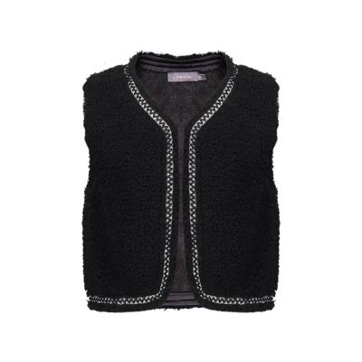Geisha winter gilet meisjes - zwart - zigzag, teddy borduursel