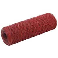 VidaXL Kippengaas 25x0,5 m staal met pvc coating rood