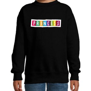 Princess fun tekst sweater zwart kids