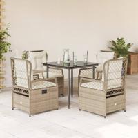 5-delige Tuinset met kussens poly rattan beige