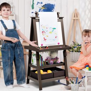 3 In 1 Kinderezel Kinderbord Dubbelzijdig Whiteboard Staand Bord Inclusief Magneten voor Peuters Koffie