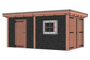 Tijdelijk 15% korting | Buitenverblijf Siena 535x350 cm - Combinatie 1- Plat dak- Onbehandeld lariks Douglas hout- Trendhout