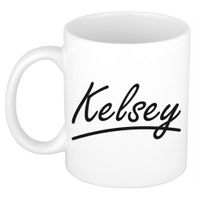 Naam cadeau mok / beker Kelsey met sierlijke letters 300 ml