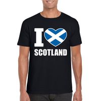 Zwart I love Schotland fan shirt heren - thumbnail
