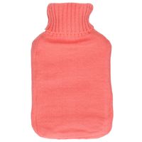 DID Warmwaterkruik met gebreide hoes - roze - 2L - kruiken voor warme voeten/lichaam   -