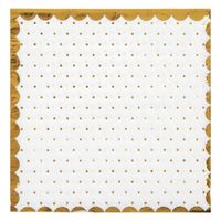 Santex papieren servetten - stippen - Bruiloft - 20x stuks - 25 x 25 cm - wit/goud   - - thumbnail