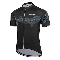 Voor heren Wielrenshirt Korte mouw Fietsen T-shirt Kleding Bovenlichaam met 3 achterzakken Bergracen Wegwielrennen Sneldrogend Rits Aan De Voorzijde Lampenkatoen Zwart Spandex Sport Kleding Lightinthebox