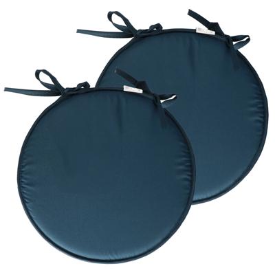 Stof Textile Home stoelkussens - 2x - petrol blauw - D40 x H3 cm - voor binnen - rond