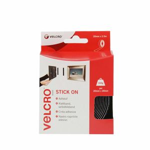 VELCRO® VEL-EC60215 Klittenband Om vast te plakken Haak- en lusdeel (l x b) 2500 mm x 20 mm Zwart 2.5 m