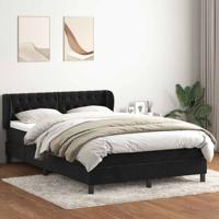 Boxspring met matras fluweel zwart 140x210 cm
