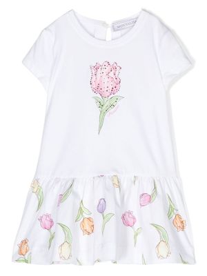 Monnalisa robe à fleurs - Blanc