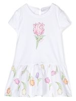 Monnalisa robe à fleurs - Blanc