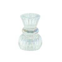 Housevitamin kaarsenhouder duo classic ribb iriserend glas 8 cm | 24 stuks