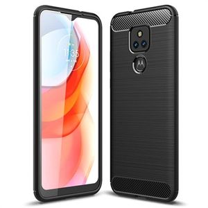 Motorola Moto G Play (2021) Geborsteld TPU Hoesje - Koolstofvezel - Zwart