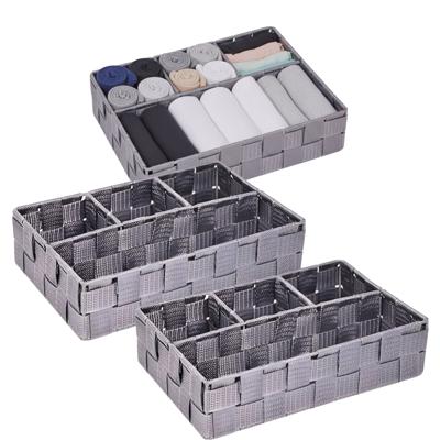 Opbergmanden - 3x - 4 vaks - grijs - ladekast organizer - ondermode