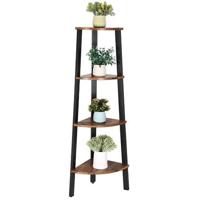 Boekenkast - hoekkast - 4 legplanken - 34x125x34 cm - vintage bruin