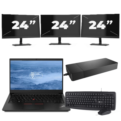 Lenovo ThinkPad E14 - Intel Core i3-10e Generatie - 14 inch - 16GB RAM - 256GB SSD - Windows 11 + 3x 24 inch Monitor Lenovo ThinkPad E14 - Intel Core i3-10e Generatie - 14 inch - 16GB RAM - 256GB SSD - Windows 11 + 3x 24 inch Monitor