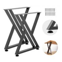VEVOR Tafelpoten, Set van 2, 610x740 mm, X-vormige tafelvoet, Draagvermogen 1000 kg, Tafelpoten van koolstofstaal, Meubelvoeten, Tafelonderstel, Tafelpoten voor bureaus, salontafels, eettafels, Zwart