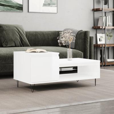 Salontafel 100x50x45 cm bewerkt hout hoogglans wit