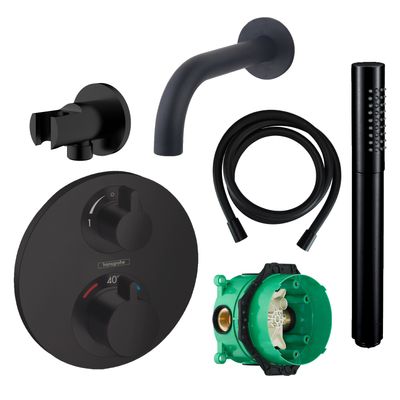 Badkraanset Hansgrohe Ecostat Rond met Handdouche Zwart