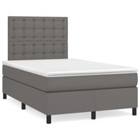 Boxspring met matras kunstleer grijs 120x190 cm