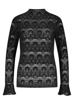 Tramontana Flared-sleeve Brushed Lace Top C56-18-401 T-shirt Lange Mouw 009000-black