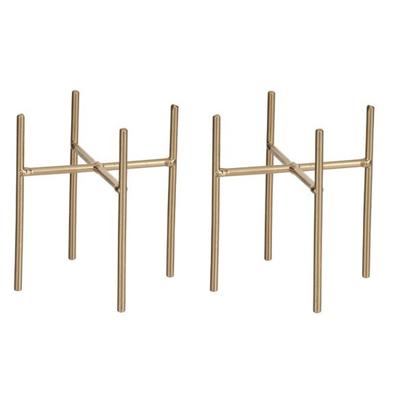 Planten standaardje verhoger Ascot - 2x - goud - H12 x B10 cm - Plantenstandaard - Windlicht houder