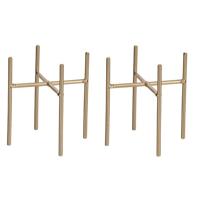 Planten standaardje verhoger Ascot - 2x - goud - H12 x B10 cm - Plantenstandaard - Windlicht houder
