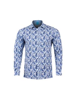 Azure Bird Garden Overhemd XL Lureaux - Handgemaakte Nette Schoenen Voor Heren