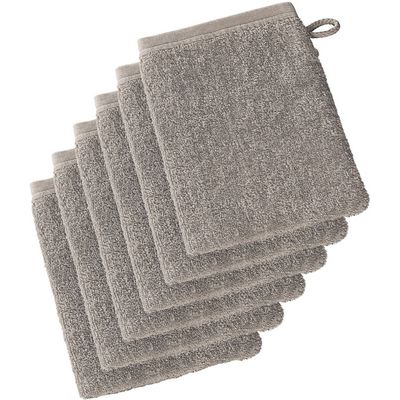 De Witte Lietaer washandjes 22 x 15 cm katoen taupe 6 stuks