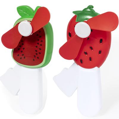 Mini ventilator/handventilator - 2x stuks - meloen/aardbei - verkoeling - festival/zomer