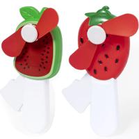 Mini ventilator/handventilator - 2x stuks - meloen/aardbei - verkoeling - festival/zomer