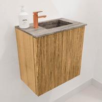 Toiletmeubel Mondiaz Joya Dlux | 40 cm | Meubelkleur Oak | Faye wastafel Oza Wasbak Rechts | 1 kraangat