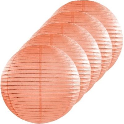 5x Luxe bol lampionnen perzik 25 cm