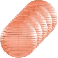 5x Luxe bol lampionnen perzik 25 cm