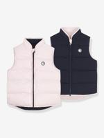 Donsjack voor kinderen, mouwloos, omkeerbaar, tweekleurig PETIT BATEAU rozen