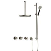 Hotbath Cobber - CW7067 - Inbouw Regendoucheset - Geborsteld Nikkel - 2 Stopkranen - Thermostatisch - Plafondbuis 30 cm - Hoofddouche 300 mm - Ronde Handdouche 3 Standen - Glijstang 900 mm - met M106 - Waterbesparend
