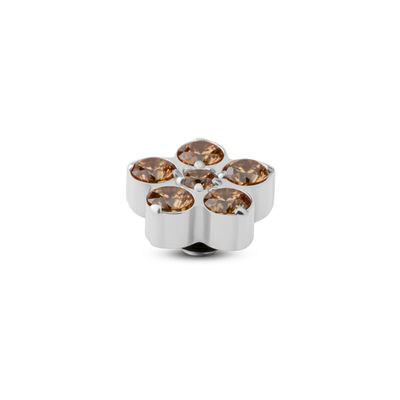 Melano Twisted Frozen Star CZ Steentje Champagne Zilver