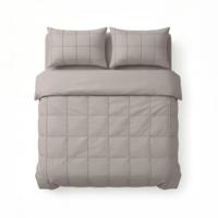 Sleeptime Check Pintuck Taupe/Grijs 240 x 200/220 cm