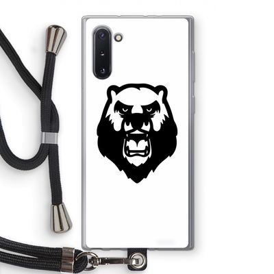 Angry Bear (white): Samsung Galaxy Note 10 Transparant Hoesje met koord