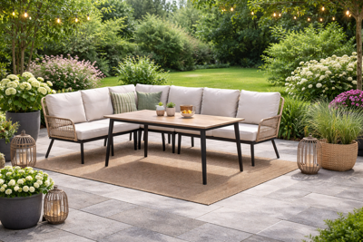 Garden Impressions lounge/dining set Alassio carbon black / desert sand- - - Garden Impressions
