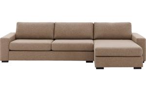 Goossens Hoekbank Lucca Met Chaise Longue bruin, stof, 3-zits, stijlvol landelijk