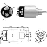 Magneetschakelaar, startmotor MEAT & DORIA, Diameter (mm)56,4mm, u.a. für Mercedes-Benz, Puch