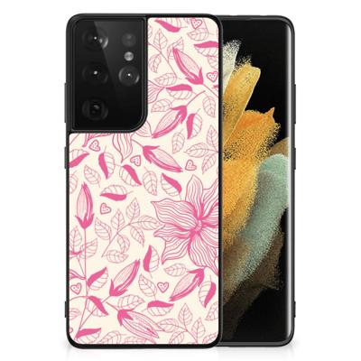 Samsung Galaxy S21 Ultra Bloemen Hoesje Pink Flowers