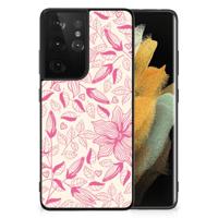 Samsung Galaxy S21 Ultra Bloemen Hoesje Pink Flowers