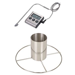 Kiprooster/kippengrill voor de barbecue/BBQ/oven RVS 20 cm met vleesthermometer / braadthermometer