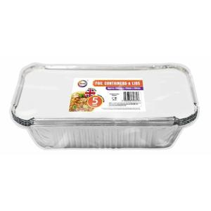 Meal prep - voedsel bewaar bakjes - Aluminium - 5x - 20 x 11 x 5 cm - met deksels