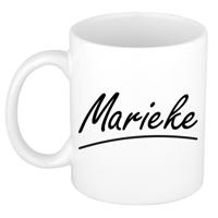 Marieke Naam koffiemok - beker - met sierlijke letters - wit - 300 ml - Cadeau - Dames