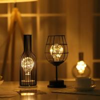 Retro klassieke ijzeren kunst LED tafellamp lezing lamp nachtlampje slaapkamer lamp Bureau verlichting huis decoratie lampenkap stijl: rode wijn glas
