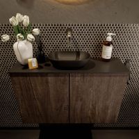 Mondiaz Fowy toiletmeubel 80cm dark brown met blad en waskom urban midden zonder kraangat